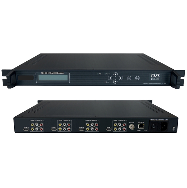 FMUSER FC-6403 4in1 ASI SD/HD Decoder (ASI in, 4*AV+4*HDMI out)